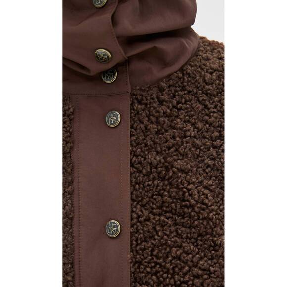 NEW ULLA JOHNSON aidan teddy fleece jacket in brown - Picture 6 of 6